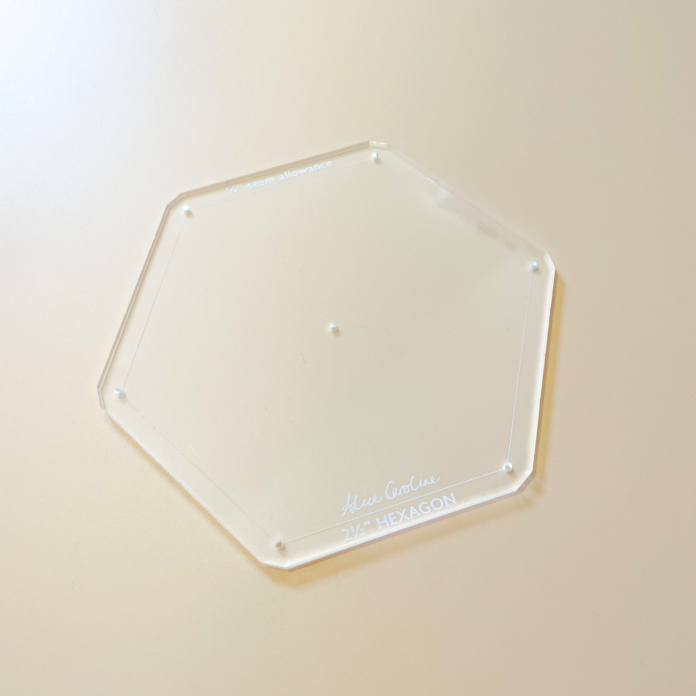 2 1/2" hexagon acrylic template