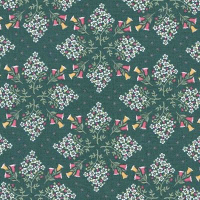 Teal Geometric Floral Fabric