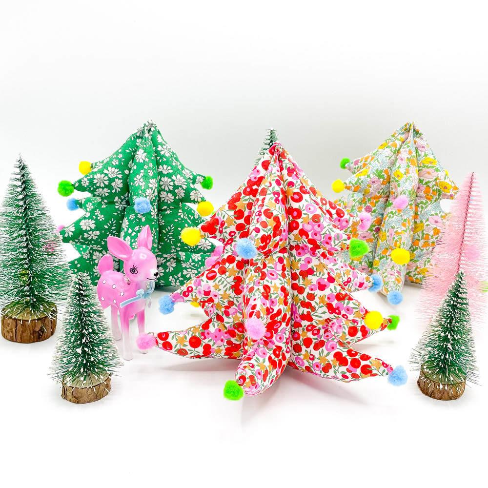 Handmade Puffy Liberty Tana Lawn Christmas Tree Decorations