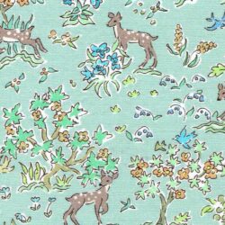 Cute Green Woodland Print Fabric
