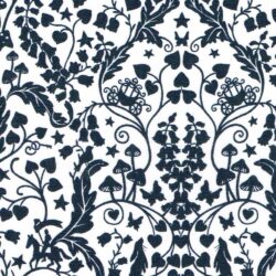 Navy And White Detailed Floral Liberty Fabric