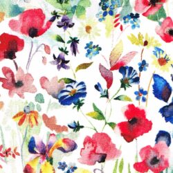 Pretty Red Poppy Busy Floral Fabric