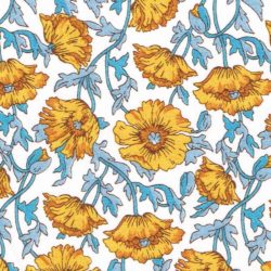 Yellow And Blue Liberty Fabric Floral Print
