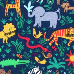 Navy Kids Animal Print Fabric