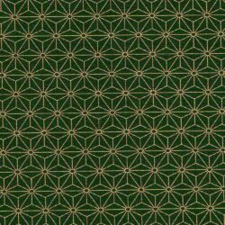 Japanese Printed Cotton Minna Star Green & Gold