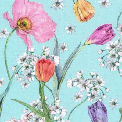 Blue And Pink Flower Fabric