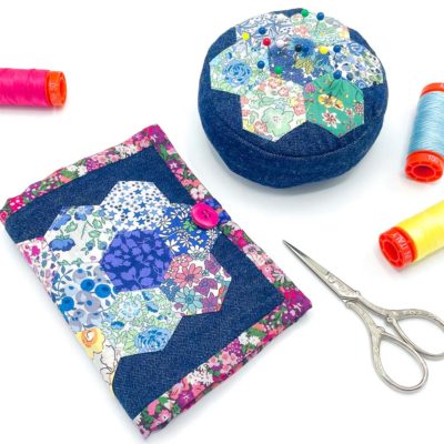 Liberty epp hexagon pin cushion and pouch