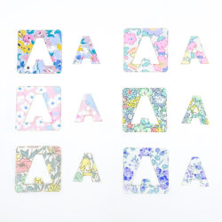 Liberty fabric pre-cut letter shapes in pastel colours