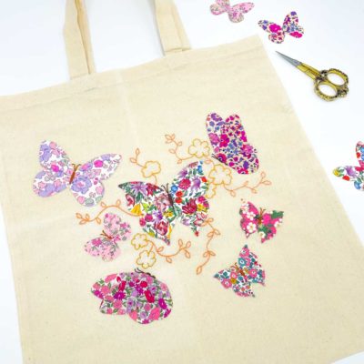 Butterfly applique tote bag