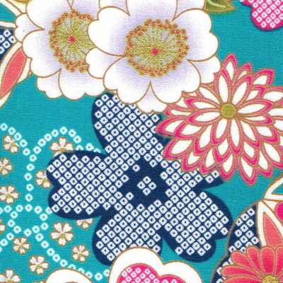 Floral Japanese Fabric Blue