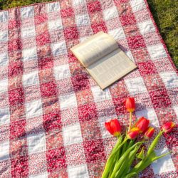 red liberty gingham quilt
